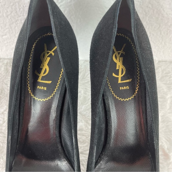 {YSL} Tribtoo 80 Black Suede Platform Pumps, Size 41/11 - Picture 3 of 9